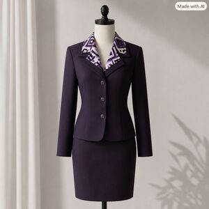 Vintage DBY Ltd Plum Purple Cropped Blazer & Mini Skirt Suit Set Whimsigoth M